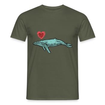Wal Wale Meer Fisch Wasser Meerestier Pottwal Herz - Männer T-Shirt - Militärgrün - Vorne - AI Model Male 178 light (178cm)