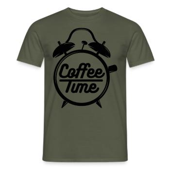 Coffee Coffee Saying Sayings Coffee Cup Start - Men's T-Shirt - military green - Front - AI Model Male 178 light (178cm)