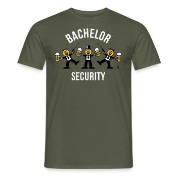 Bachelor Security (JGA / Karikatur / Tanz / 3C W) - Männer T-Shirt - Militärgrün - Vorne - AI Model Male 178 light (178cm)
