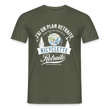 J'ai un plan retraite, faire tous les jours de la - T-shirt homme - vert militaire - Devant - AI Model Male 178 light (178cm)