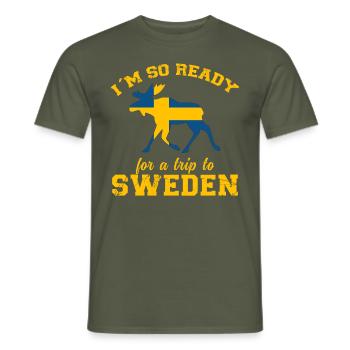 Sweden Saying Longing Elk Flag - Men's T-Shirt - military green - Front - AI Model Male 178 light (178cm)