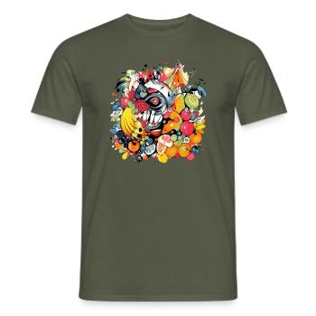 Monstro fruits n°2 - T-shirt homme - vert militaire - Devant - AI Model Male 178 light (178cm)