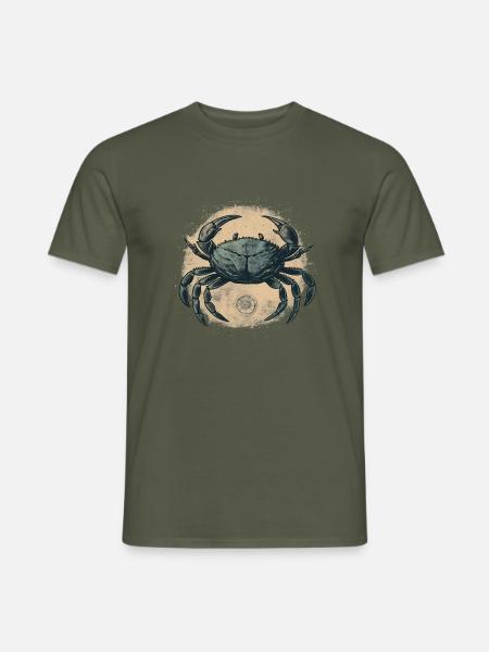 Blaue Krabbe, Krebs im Retro Style - Männer T-Shirt - Militärgrün