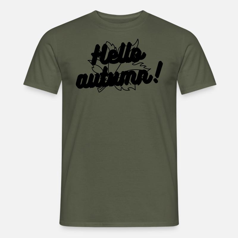 Hello autumn Hallo Herbst Fall - Männer T-Shirt - Militärgrün