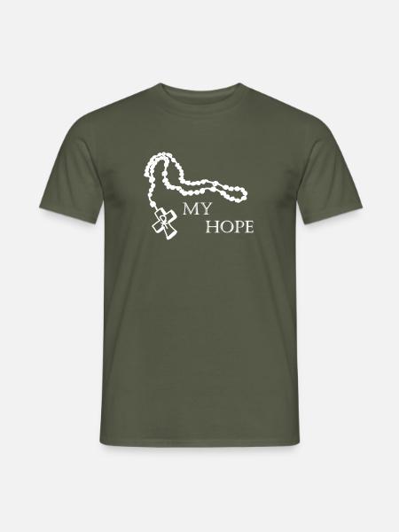 My Hope, Rosenkranz, Symbol, Kreuz, Gott, Pax - Männer T-Shirt - Militärgrün