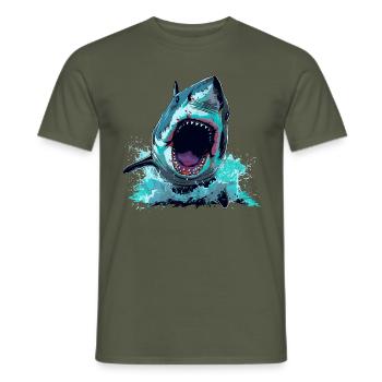 Attaque de requin - T-shirt homme - vert militaire - Devant - AI Model Male 178 light (178cm)