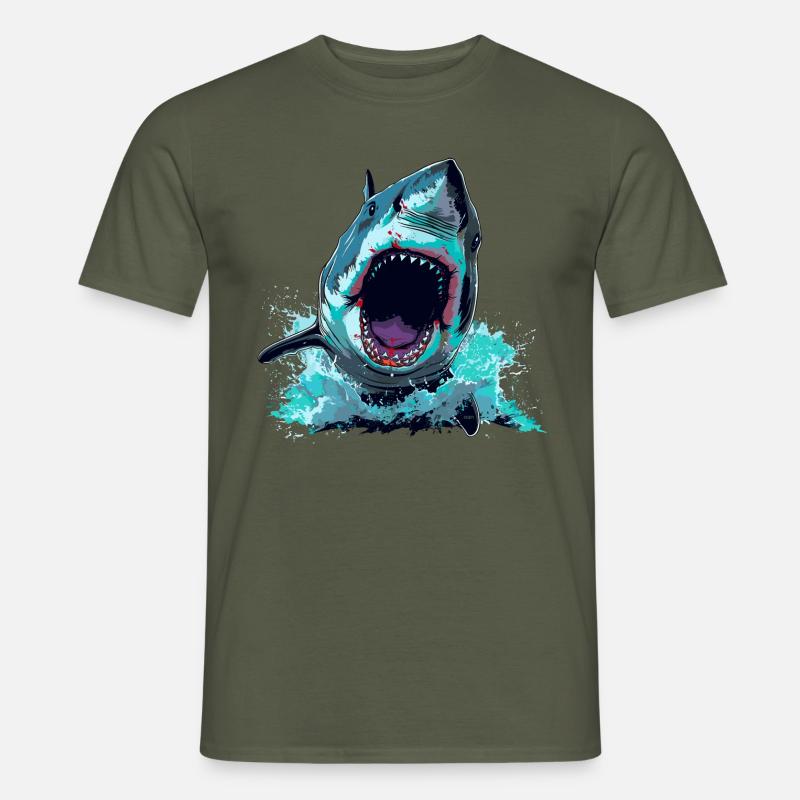 Shark Attack - Männer T-Shirt - Militärgrün