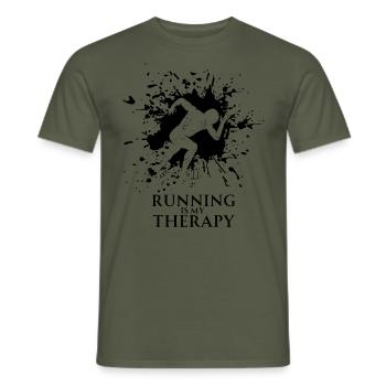 La course à pied est ma thérapie (1) - T-shirt homme - vert militaire - Devant - AI Model Male 178 light (178cm)