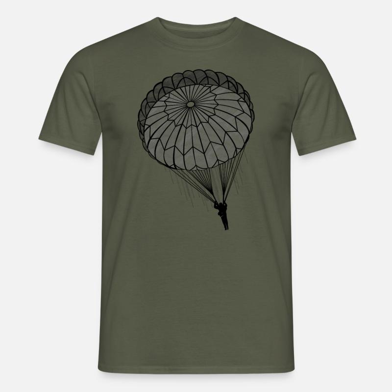 Fallschirmjäger Fallschirm Rundkappe Falli - Männer T-Shirt - Militärgrün