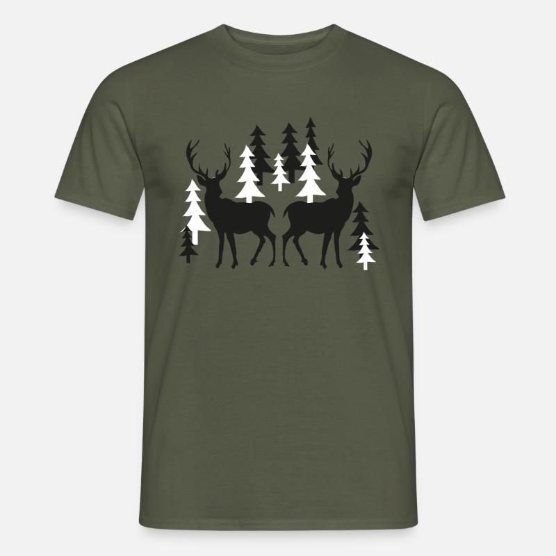 Weihnachten Hirsche im Wald - Männer T-Shirt - Militärgrün