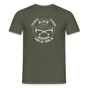 Alpenüberquerer - Männer T-Shirt - Militärgrün - Vorne - AI Model Male 178 light (178cm)