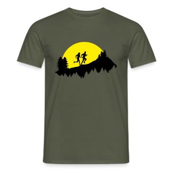 Trail running, Couple - Men's T-Shirt - military green - Front - AI Model Male 178 light (178cm)
