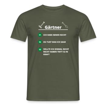 Gärtner Regeln Gartenbau Landschaftsbau - Männer T-Shirt - Militärgrün - Vorne - AI Model Male 178 light (178cm)