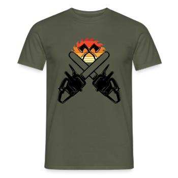 Tronçonneuse Axe Forester Bûcheron Scie Chaîne - T-shirt homme - vert militaire - Devant - AI Model Male 178 light (178cm)