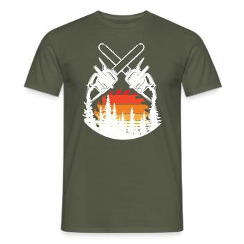 Motosierra Hacha Forester Lumberjack Sierra Cadena - Camiseta hombre - verde oliva - delante - AI Model Male 178 light (178cm)