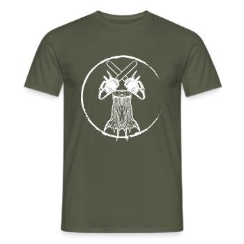 Tronçonneuse Axe Forester Bûcheron Scie Chaîne - T-shirt homme - vert militaire - Devant - AI Model Male 178 light (178cm)