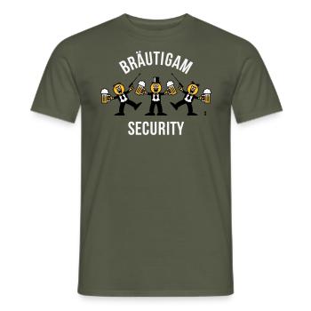 Bräutigam Security (JGA / Karikatur / Tanz / 3C W) - Männer T-Shirt - Militärgrün - Vorne - AI Model Male 178 light (178cm)