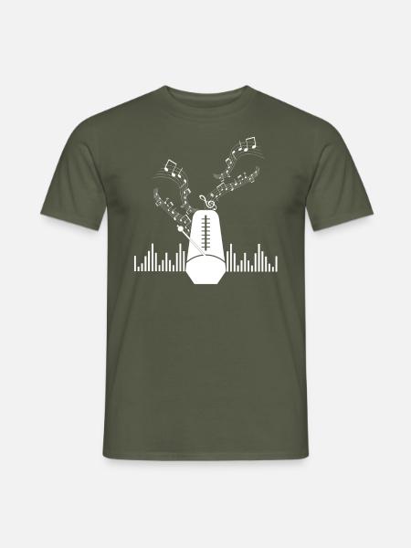 Metronome Musical Notes Musician Clef Sheet Music - Men's T-Shirt - military green