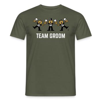 Team Groom (Stag Party, Caricature, Dance, 3C, W) - Men's T-Shirt - military green - Front - AI Model Male 178 light (178cm)