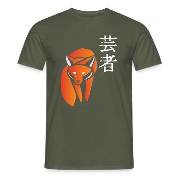Fuchs Japan Asien Bambus Sonne Kanji Natur Geisha - Männer T-Shirt - Militärgrün - Vorne - AI Model Male 178 light (178cm)