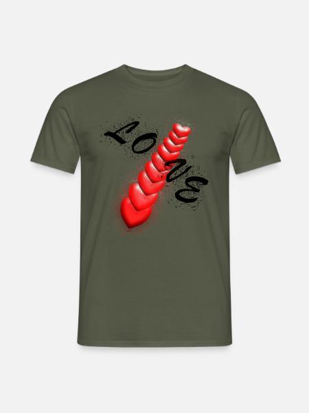 Liebe im Herzen - Männer T-Shirt - Militärgrün