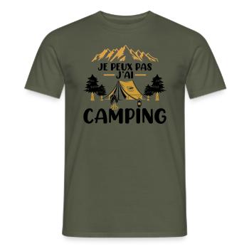 Je Peux Pas J'ai Camping Vacances Cadeau Camper - T-shirt homme - vert militaire - Devant - AI Model Male 178 light (178cm)