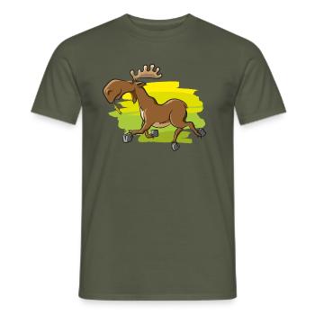 Lustiger Elch - Männer T-Shirt - Militärgrün - Vorne - AI Model Male 178 light (178cm)