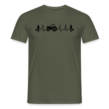 Tracteur battement de coeur Puls Puls ECG Agriculteur Bio - T-shirt homme - vert militaire - Devant - AI Model Male 178 light (178cm)