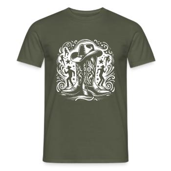 Line Dancing Country Dance - Line Dance Tanzen - Men's T-Shirt - military green - Front - AI Model Male 178 light (178cm)