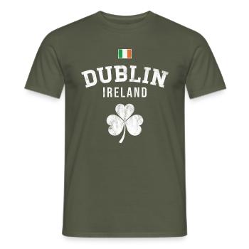 Dublin, Irlande - T-shirt homme - vert militaire - Devant - AI Model Male 178 light (178cm)