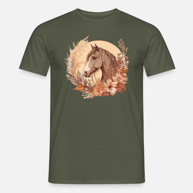 Pferd Boho - Männer T-Shirt - Militärgrün