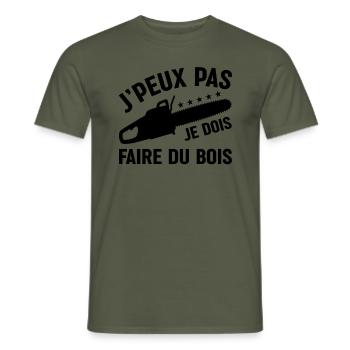 Je Peux Pas Je Dois Faire Du Bois - T-shirt homme - vert militaire - Devant - AI Model Male 178 light (178cm)