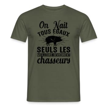 Les Meilleurs Deviennent Chasseurs Chasser Cadeau - T-shirt homme - vert militaire - Devant - AI Model Male 178 light (178cm)