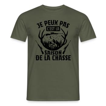 Je Peux Pas C'est La Saison De La Chasse Chasser - T-shirt homme - vert militaire - Devant - AI Model Male 178 light (178cm)
