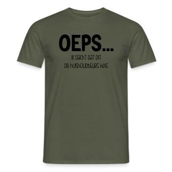 Oeps... verwarde ik de huishoudbeurs? - Männer T-Shirt - Militärgrün - Vorne - AI Model Male 178 light (178cm)