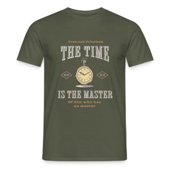 The time is the master#2 - Men's T-Shirt - military green - Front - AI Model Male 178 light (178cm)