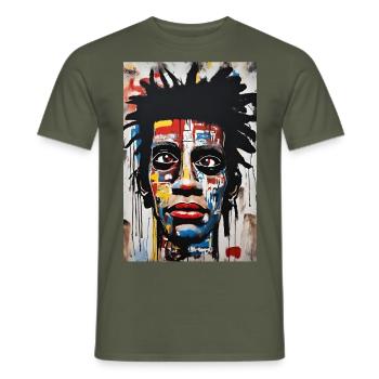 Urban Art Face Sweatshirt T-shirt - Männer T-Shirt - Militärgrün - Vorne - AI Model Male 178 light (178cm)