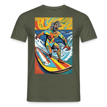 "Surf's Up" T-Shirt Sweatshirt - Männer T-Shirt - Militärgrün - Vorne - AI Model Male 178 light (178cm)