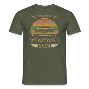 Carry On My Wayward Son Vintage Tee - T-shirt homme - vert militaire - Devant - AI Model Male 178 light (178cm)
