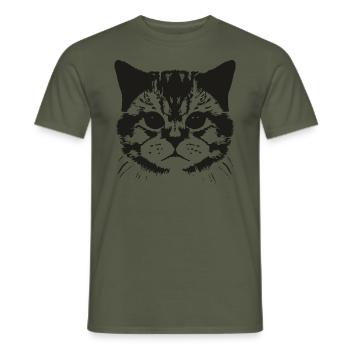 cat face - Men's T-Shirt - military green - Front - AI Model Male 178 light (178cm)
