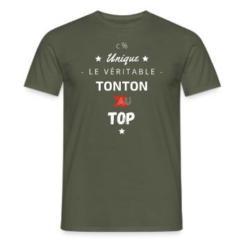 Le véritable Tonton au top - T-shirt homme - vert militaire - Devant - AI Model Male 178 light (178cm)