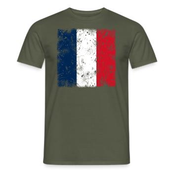 Frankreich Vintage - Männer T-Shirt - Militärgrün - Vorne - AI Model Male 178 light (178cm)