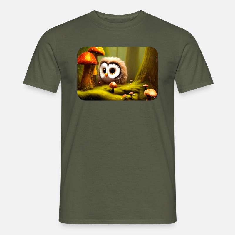 Wald mit Eule - Männer T-Shirt - Militärgrün
