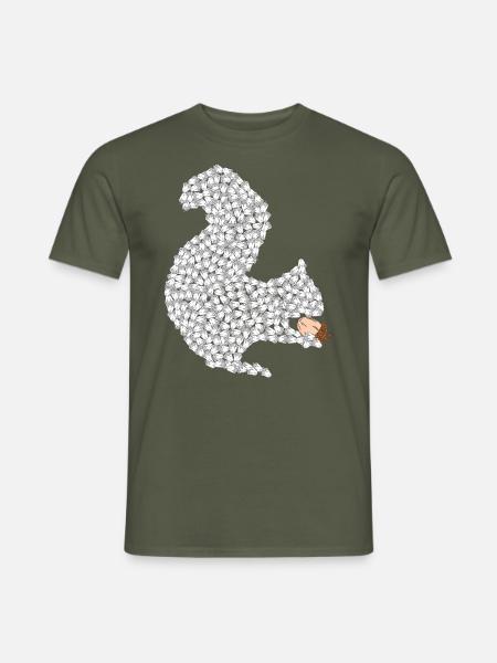 Eichhörnchen aus Nüssen mit Nuß in der Pfote - Männer T-Shirt - Militärgrün