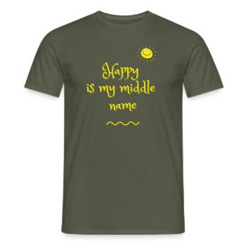 Happy is my middle name - Men's T-Shirt - military green - Front - AI Model Male 178 light (178cm)