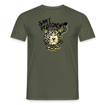 Leopard Samtpfötchen - Männer T-Shirt - Militärgrün - Vorne - AI Model Male 178 light (178cm)