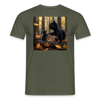 Maman Ecureuil et son bébé Canada - T-shirt homme - vert militaire - Devant - AI Model Male 178 light (178cm)