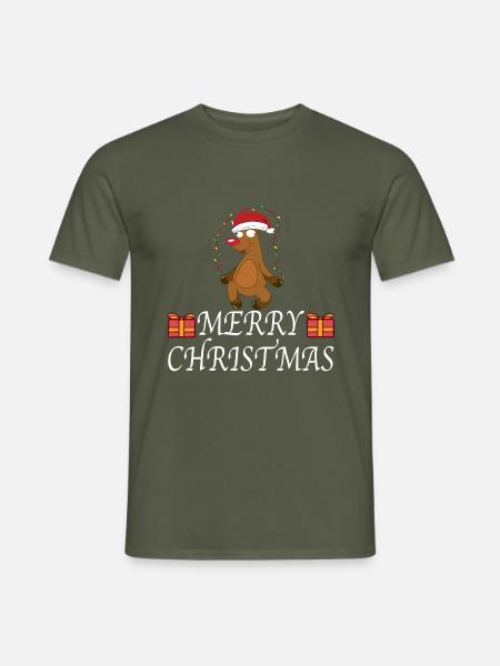 Merry Christmas Weihnachten Elch - Männer T-Shirt - Militärgrün