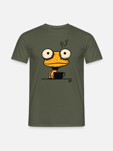 Lustiger Montag Morgen Kaffee-Gecko-Frosch - Männer T-Shirt - Militärgrün