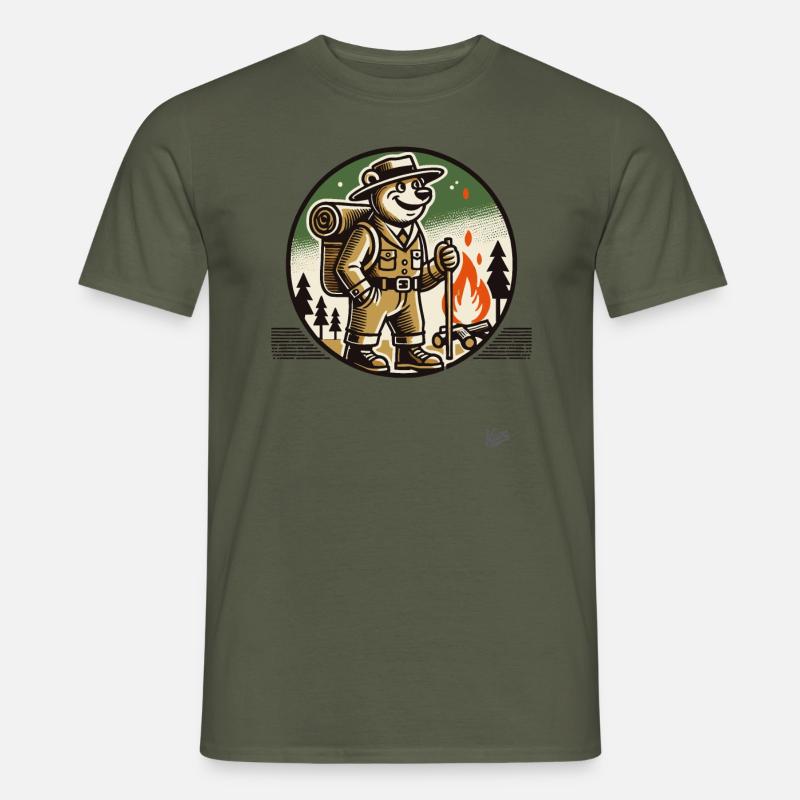 Wanderer- und Camping-Bär - Männer T-Shirt - Militärgrün